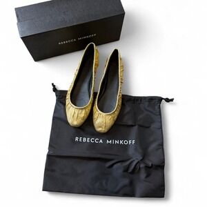 Rebecca‎ Minkoff Ruched Metallic Ballet Flat